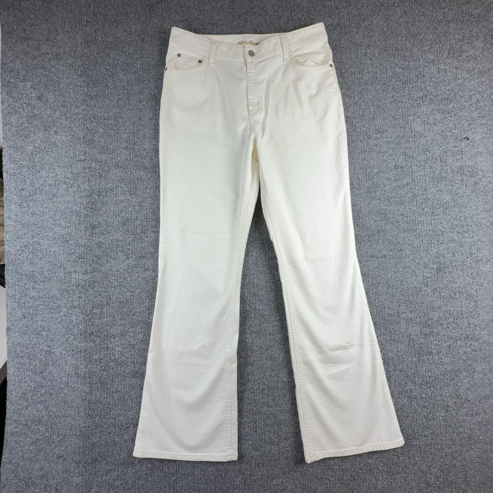 Eddie Bauer Jeans Womens 12R White High Rise Bootcut Stretch Denim Pants